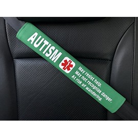 Autism Medical Alert Seat Belt Cover (Emerald Green)