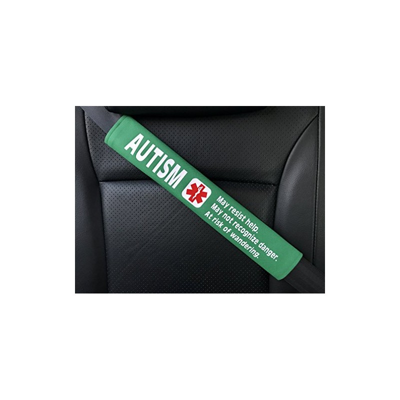 Autism Medical Alert Seat Belt Cover (Emerald Green)