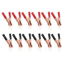 12 Pcs 50A Crocodile Clips, 80mm Copper-Plated Alligator Clips in Black and Red for 12V Testing and Electrical Applications