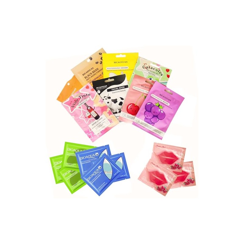 MASCARILLAS FACIALES HIDRATANTES MIX 50 PZ LABIOS COLÁGENO