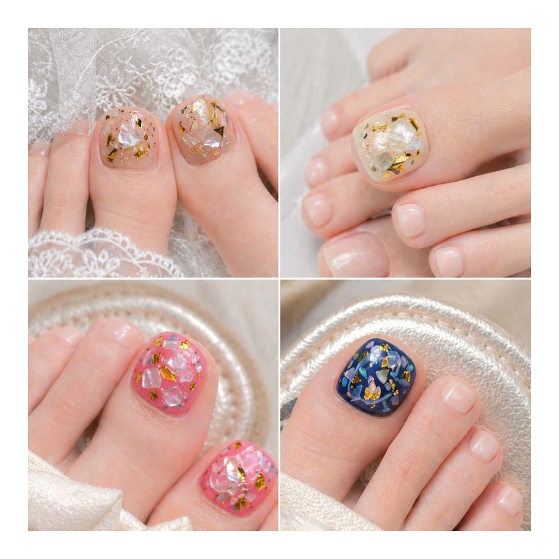 Mother-of-Pearl Gold Mix Thumb Pedi Tips Set of 4 -