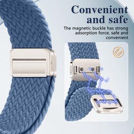 Quickfit 22mm Magnetic Braided Watch Bands Compatible with Garmin Fenix 8 Fenix E 47mm/7 Pro/7/6 Pro/6,Replacement Nylon Sport Strap for Forerunner 965/945/Approach S70 47mm/Instinct 2 Slate Blue