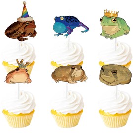 18pcs Glitter Frog Dessert Cupcake Topper Baby Show Theme Decor Supplies Girls Boys Happy Birthday Party Decorations