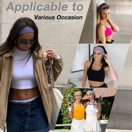 SENMAY 4pcs Headbands for Women Striped Wide Head Bands for Women's Hair Non Slip Wraps Elastic Stretchy Fashion Bandanas Workout Yoga Running Hair Bands for Women's Hair Accessories