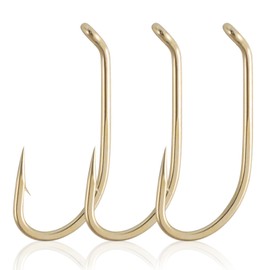 Dr.Fish 100 Pack Wet Fly Hooks Fly Tying Fishing Hooks Black Nickel High Carbon Steel Tying Accessories Trout Salmon Freshwater-Gold #10