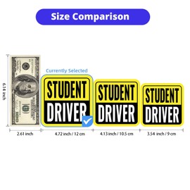 Woyinger Student Driver Magnet, High-Visibility New Driver Magnet for Car, Durable Automotive Exterior Accessories with Reflective Stripes, 2-Pack (Yellow/Black-Student, 4.72 inch)