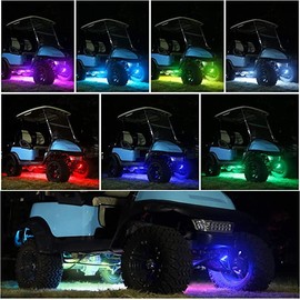 10L0L Golf Cart Underglow LED Light Strip Kit, Glow Neon Lighting with Wireless Remote Control, Sound Active, Water Resistant Flexible Tubes