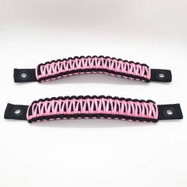Bartact Rear Side Sound Bar Compatible with Jeep Wrangler Grab Handles Paracord JK - Black/Baby Pink Pair