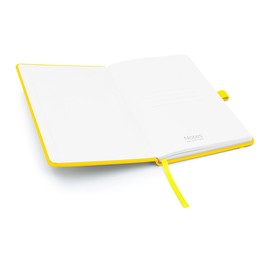 Notes London Plain Page A5 Notebook, White Unlined Blank Pages, Pen Loop, Ribbon and Paper Pocket, Medium Hardback, Note, Eco Sustainable sourced Paper (Yellow)