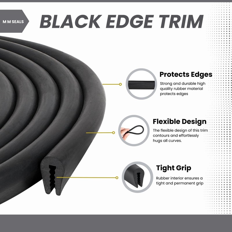 Rubber Edge Trim, Fits Edge up to 1/16 inch (1.6mm),