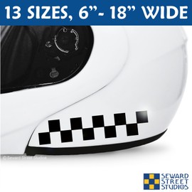 Set of 2 Checkered Stripes Decals, Racing Flag Motorcycle Helmet Sticker Kit #1220-Sizes