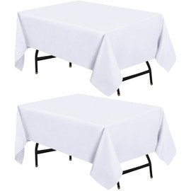 Utopia Kitchen Polyester Tablecloth 132 x 180 cm (Pack of 2, White) Machine Washable Tablecloth Ideal for Parties, Events, Weddings and Restaurants (52 x 71 inches)