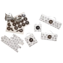 Make & Fill Your Own Advent Diy Calendar Children Vintage Christmas Tree Decoration With Boxes 24 Pcs Ribbon 1-24 (White)