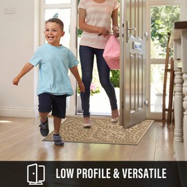 HIYARD Front Door Mat, Absorbent Dirt Trapping Welcome Door Mat Indoor Outdoor, Non Slip Entry Mat, Indoor Outdoor Door Mats, Fade Resistant, Low Profile Doormat for Entryway, 47×32, Beige