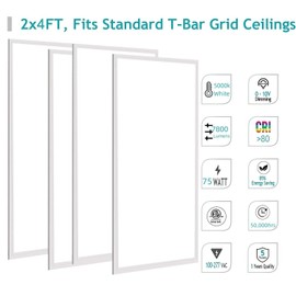WYZM 4PACK 2x4FT LED Panel Light,75W 5000K Drop Ceiling Light ETL List 110-277V