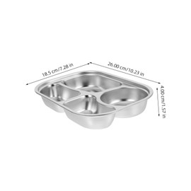 Zerodeko Food Divided Plate Section Stainless Steel Tray for Dinner Meal Control Rectangular Design and Easy to Clean for Portion Control and Food Organization
