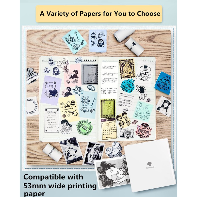 Phomemo M02 Mini Pocket Printer- Mini Bluetooth Portable Wireless Mobile