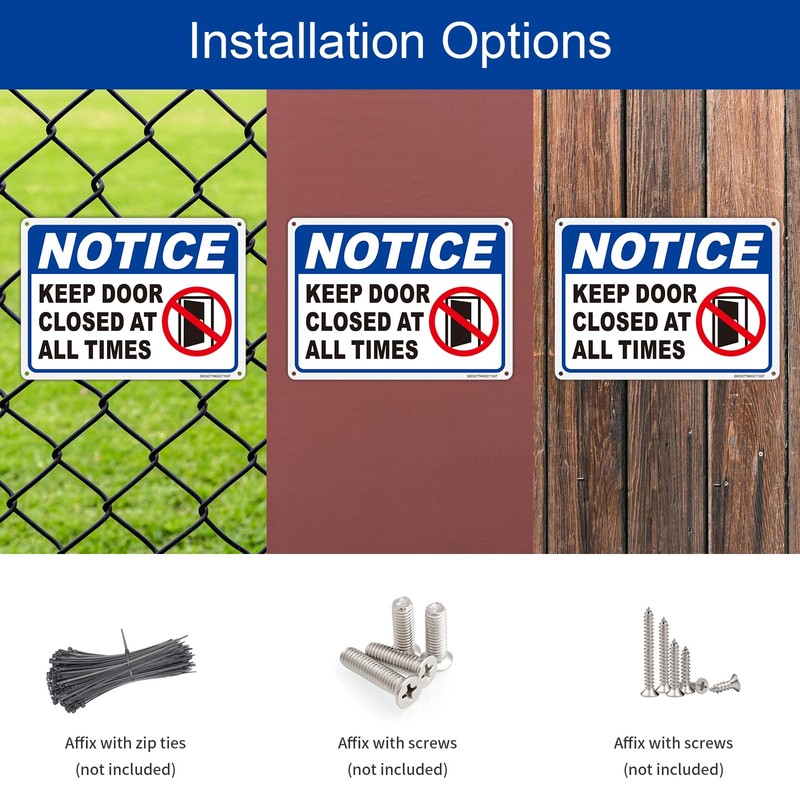 2 Pack Notice- Keep Door Closed At All Times Sign,