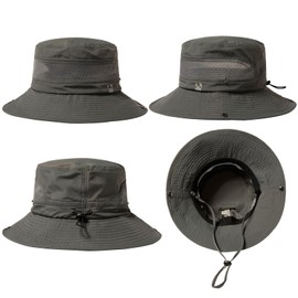 TOP-EX XL/XXL Sun Hat for Men and Women UPF 50 - Wide Brim, Waterproof, Breathable and Adjustable for Summer, Fishing, Hiking, Safari - Lightweight and Small Packable Bucket Hat, 94604_dark grey