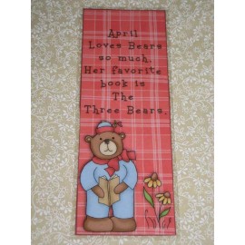 Unbranded PRIMITIVE BEAR ON A PINK PLAID LAMINATED BOOKMARK (CD)