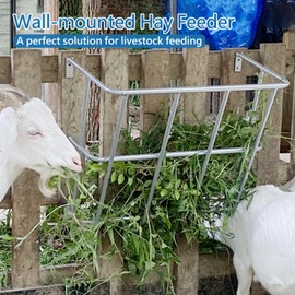 BUYYAH 2Pcs Hay Feeder Goat, 20 Gallon Multiple Sided Goat Hay Rack, Heavy Duty Iron Wall Hay Rack for Sheep, Horses, Effortless Installation in Farm, Yield