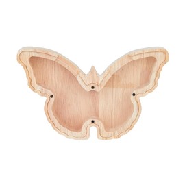 SUPERFINDINGS Wooden Butterfly Bank Saving Piggy Bank with Transparent Window Wooden Money Coin Cash Saving Bank for Adults, 20x9.6x3cm/7.9x3.8x1.2inch
