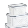 3pcs Drain Storage Basket Box, Fruit Vegetable Storage Container, Transparent