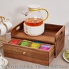 SARUFO Acacia Wood Tea Bag Organizer with Drawer - Tea