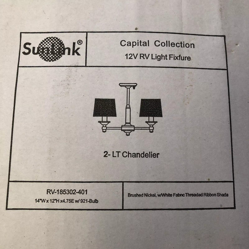 SunLink 4 SunLink Camper RV 12V Ceiling 2 Light Chandelier