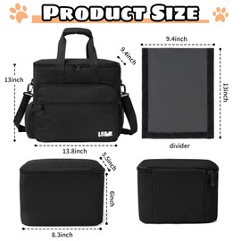 LASUK Dog Travel Bag, Airline Approved Tote Organizer, Travel Dog Backpack with Multi-Function Pockets for Dog Stuff & Pet Supplies Travel Essentials，Black with Bowl(BLUE&BLUE)