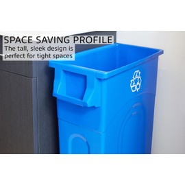 United Solutions Highboy Recycling Container, 23 Gallon, Space Saving Slim Profile and Easy Bag Removal for Indoor or Outdoor use, Recycle Blue (TI0033)