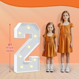 HITINO 3FT Marquee Numbers, Big Light Up Numbers 2, Cardboard Numbers for Balloons 2nd 20th 21st Birthday Decorations, DIY Mosaic Numbers for 2025 Graduation, Marquee Sign Pre-Cut Foam Board Kit