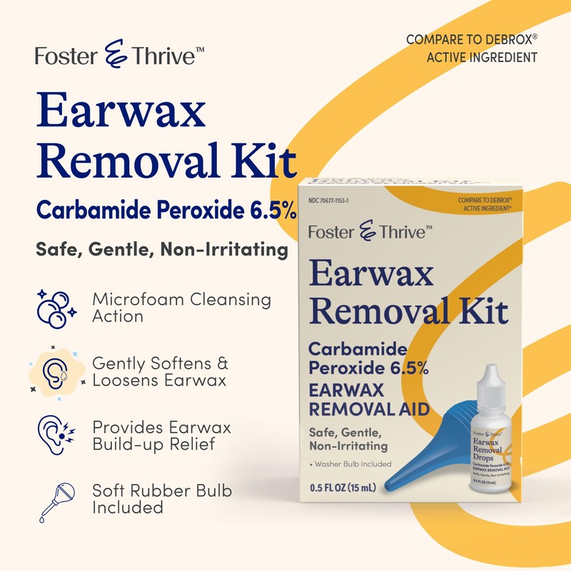 Foster & Thrive Earwax Removal Kit, Softens & Loosens Excess