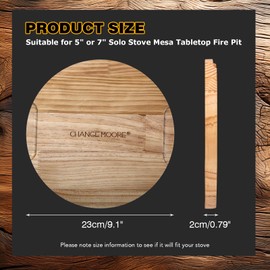 CHANGE MOORE 9.1in Tabletop Fire Pit Mat for Solo Stove Mesa, Small Stove Mesa XL, Heat Resistant Pine Wood Mat for Outdoor Fire Pit, Included 50Pcs Placemats(Wooden Color)