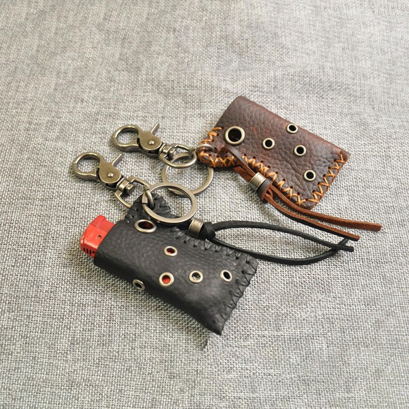 WJXFHTD 1PCS Genuine Leather Lighter Case Usb Storage Case Stainless