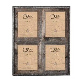 8x10-2.5" Wide Reclaimed Rustic Barnwood Collage Photo Frame - Holds 4 Photos