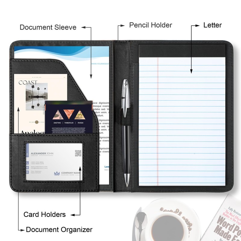 Lcjtop Portfolio Binder/Padfolio Organizer, Mini Size Folder Portfolio for Men