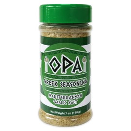 OPA Greek Seasoning - 7 Ounce Greek Seasoning Blend with Herbs and Spices for Meats, Vegetables, Grilling, and Everyday Cooking - Green Shaker Jar (Mediterranean Garlic Salt)