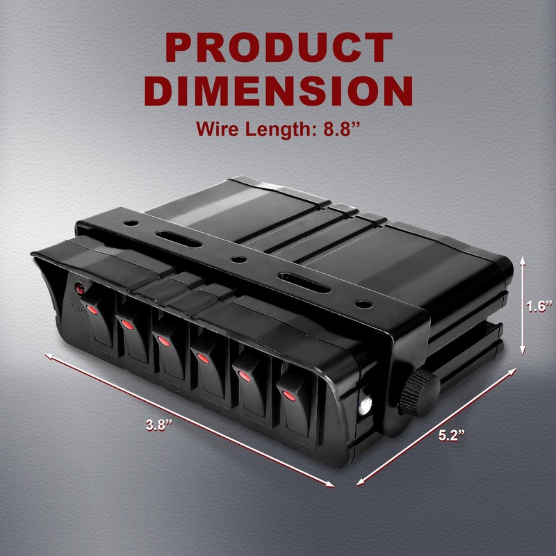 Agrieyes 6 Gang Rocker Switch Box SPST, 12V 40Amp Toggle