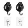 2 Pieces Black Hooks and 2 Pieces Transparent Hooks, Suction