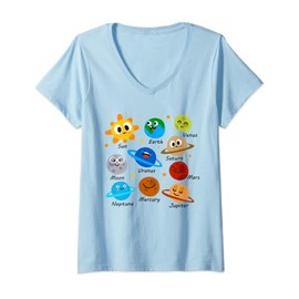 Womens Funny Solar System Planets Astronomers Space Pyjamas V-Neck T-Shirt