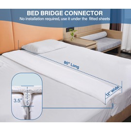 Vekkia Split King Gap Filler for Adjustable Bed, 12" Wider Bed Bridge, Twin to King Bed Converter Kit for Adjustable Beds & Guest Stays, Split Mattress Connector with Washable Cover (80”×12“)