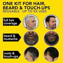 Cleverman Tinte para cabello y barba para hombres, kit reutilizable todo en uno – Color para hombre para una cobertura natural contra las canas, calidad profesional y sin amoníaco para ocultar canas de cabello, barba y bigote (Castaño Obscuro)