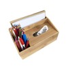 Natural Bamboo Wooden Multi-Function Tissue Box Holder - 4 Compartment