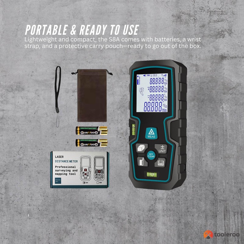 Tooleroo 40m Digital Laser Distance Measurer - LCD Area Volume