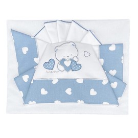 Embroidered 3 Piece Duvet Cover Set with Elastic Bands and Pillow Case Fits Cot Next to Me Hip Bed