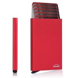 OKKBEL Kreditkartenhalter FRID Zubehör Schutzhülle Schutz Anit Piratenbank Brieftasche Gadget High Tech Visitenkarte Professionelle Geldbörse Herren Damen Schutz Blaue Karte ohne Kontakt, rot, Modern