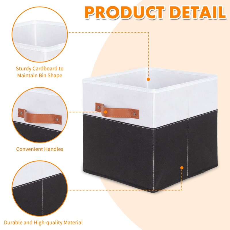 powerking Fabric Storage Box Bins, 2 Pack Foldable Cloth Storage