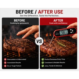 Digital Meat Thermometer for Cooking – Instant Read Waterproof Probe for Grill, BBQ & Kitchen