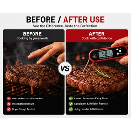 Digital Meat Thermometer for Cooking – Instant Read Waterproof Probe for Grill, BBQ & Kitchen
